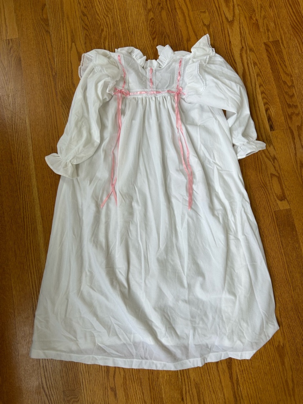 American Girl White Nightgown with Pink Ribbon Accents